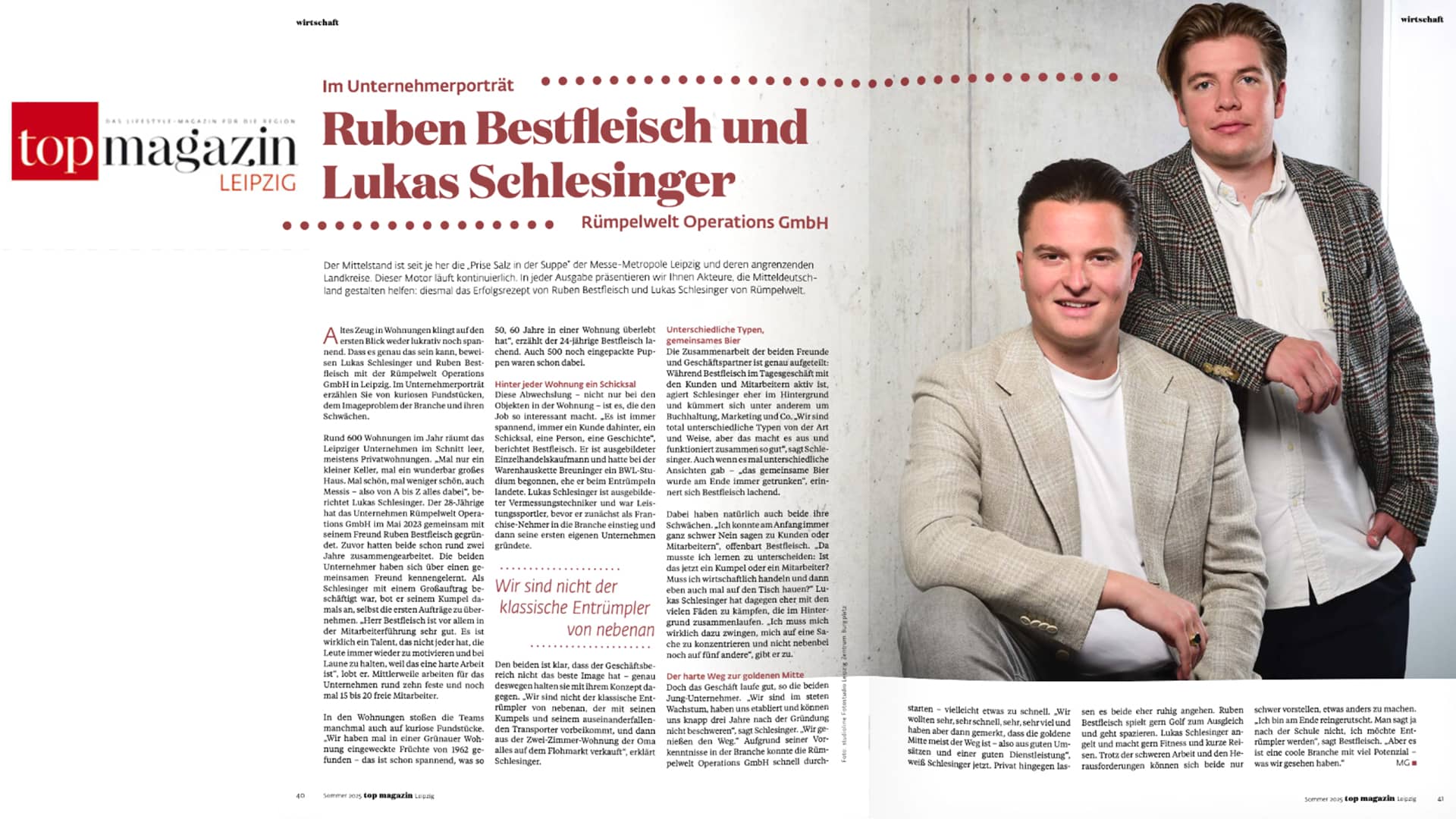 Lukas Schlesinger im Unternehmerporträt des Top Magazins Leipzig